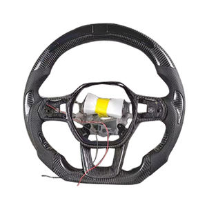 Volant de voiture en cuir perforé et fibre de carbone avec LED, vente directe d'usine, pour Honda Civic 11e génération - Product Image 1