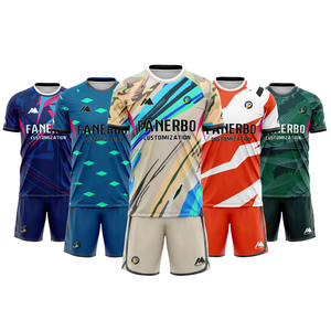 เครื่องแบบเสื้อฟุตบอลแบบปรับแต่งได้พร้อมการพิมพ์แบบถ่ายเทความร้อนโพลีเอสเตอร์100% ที่ระบายอากาศได้กำหนดสีและโลโก้ได้ตามต้องการ - Product Image 3
