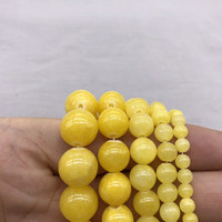 Perles rondes en jade ambré pour la création de bijoux DIY, accessoires de bijouterie en pierre naturelle, nouveautés, vente directe d'usine