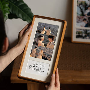 Cadre <span class=keywords><strong>photo</strong></span> rectangulaire vertical Ludaye fait main en bois massif écologique, <span class=keywords><strong>collage</strong></span> créatif à trois panneaux, barres longues, fixation murale ou sur table - Product Image 2