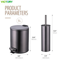 Poubelle ronde de 5 L avec pédale, poubelle intérieure amovible en acier inoxydable, petite poubelle de cuisine intérieure avec couvercle