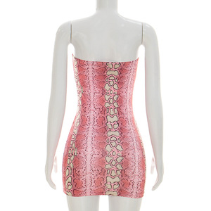 PEEQI J26DS172 Nuovo Abito Estivo da <span class=keywords><strong>Donna</strong></span> Sexy <span class=keywords><strong>Senza</strong></span> <span class=keywords><strong>Spalline</strong></span> Stampato Aderente Mini Abito <span class=keywords><strong>Senza</strong></span> Maniche Trendy per Donne - Product Image 6