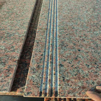 HPY Escalier d'extérieur en granit rouge poli au design moderne avec rainure antidérapante Garantie de 3 ans de qualité supérieure