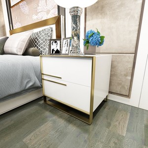 Light Luxury Minimalist Movable Bedroom <strong>Bedside</strong> <strong>Table</strong> with Storage Cabinet MDF Material Simple <strong>Black</strong> <strong>White</strong> Glossy Paint - Product Image 5