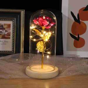 Caja de Regalo con Rosa en Cúpula de Cristal Iluminada, Flor Eterna con LED, Decoración Floral Romántica para San Valentín, Bodas, Día de la Madre - Product Image 1