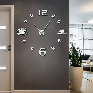Tazze di caffè Decorative 3D Art DIY Wall Sticker Watch grande soggiorno orologio a specchio acrilico - Product Image 3