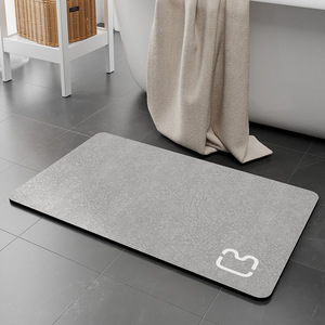 Tapis de bain en terre de diatomée rectangulaire antidérapant à séchage rapide pour usage domestique, couleur unie, motif tête de chat - Product Image 1