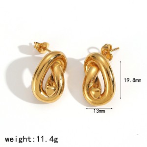 Geometric Knotted <b>Stud</b> Earrings 18k Gold Plated Stainless Steel Fashion Jewelry <b>For</b> Women And <b>Men</b> - Product Image 4