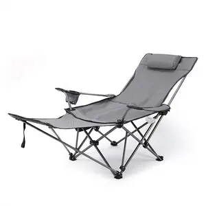 Buiten Opvouwbare Ligstoel Mesh Vrije Tijd Tuin Camping Fauteuil Lounge Strandstoelen Met Voetsteun