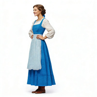 Robe Dirndl bavaroise bleue pour femme, costume traditionnel de paysanne pour l'Oktoberfest, tablier, tenue de festival de la bière, costume oriental en polyester