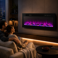 Wandmontierter LCD-Elektrokamin mit LED-Flammeneffekt, Metallkonstruktion für Haushalt und Hotel, Englische Bedienungsanleitung