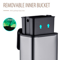 Poubelle en acier inoxydable 5L à deux modes d'ouverture du couvercle, poubelle à quatre pieds avec filtre à charbon