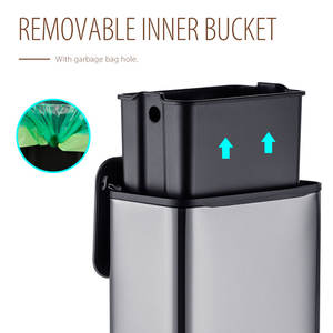 Cubo de <span class=keywords><strong>Basura</strong></span> de Acero Inoxidable de 5L con Dos Modos de Apertura de Tapa, Cuatro Patas y Filtro de Carbón - Product Image 6
