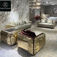 Canapé modulaire haut de gamme de luxe pour villa, ensemble de 3, 2 et 1 places, mobilier de salon, design italien moderne, tissu et laiton