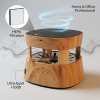 Cendrier moderne en plastique imitation bois, purificateur d'air HEPA silencieux 50 dB, ioniseur négatif portable rechargeable, anti-fumée/anti-odeur