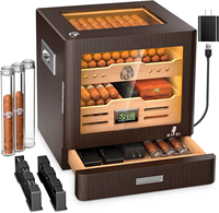 Boîte à cigares en bois sur mesure avec hygromètre numérique, 15 x 15, 2 humidificateurs, boîte à cigares en bois haut de gamme sur mesure