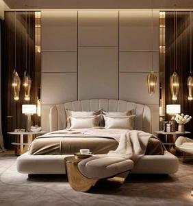 Tête <span class=keywords><strong>de</strong></span> <span class=keywords><strong>lit</strong></span> en <span class=keywords><strong>bois</strong></span> rembourrée personnalisable, style moderne, panneaux capitonnés pour chambre à coucher, art mural décoratif contemporain - Product Image 2