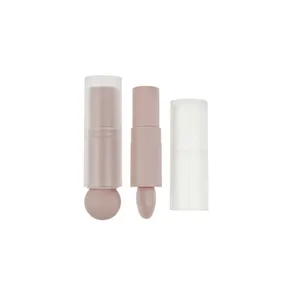 Jinze RTS Unique Design Matte Transparent Lid With Nude Inner Lipstick Tube Round Lip Balm Container