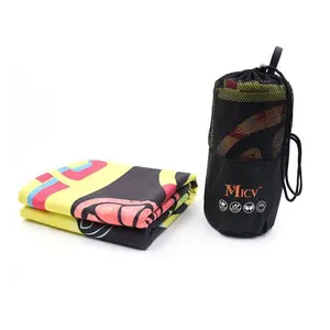 promotion microfiber towel with allover printing in mesh pouch