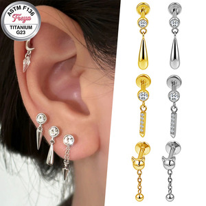 Pendientes Colgantes <span class=keywords><strong>de</strong></span> Moda, Anillos <span class=keywords><strong>de</strong></span> Nariz <span class=keywords><strong>de</strong></span> Titanio para Mujer, Joyería Fina con Estrella, Corazón, Zirconia, Piercing Daith, Labret, Helix - Product Image 4