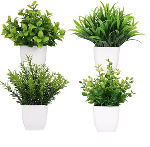 Piccolo Cespuglio di Eucalipto Artificiale Realistico e Durevole da 15cm in Plastica, 5 Vasi, per Interni, Scrivania, Tavolino, Bagno, Camera da Letto, Casa - Product Image 1