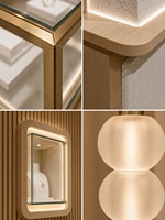 Vitrine de présentation clé en main pour bijouterie, design personnalisé, couleur or rose, éclairage LED, design d'intérieur, vente en gros