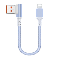 Câble de charge rapide et de transmission de données USB Type-C vers USB-A à angle droit en nylon 0,1m/0,2m/0,3m/50cm pour iPhone 17/16/15/14 Pro Max