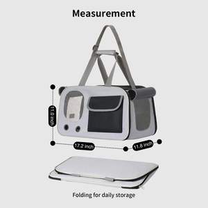 กระเป๋าใส่สุนัขแมวน้ำหนักไม่เกิน17ปอนด์กระเป๋าใส่สัตว์เลี้ยงแบบพับได้นุ่มด้านพร้อมฐานที่แข็งแรง - Product Image 2