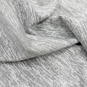 Tela de punto elástica de punto sencillo 100% poliéster gris melange con rayas absorbentes de 140 g/m², suave y cómoda para prendas de yoga para niños y niñas - Product Image 1
