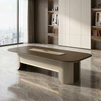 Table de réunion de direction en panneau de particules E1 avec texture 3D et processus de succion, bureau de conférence moderne pour salle de réunion