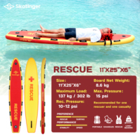 Planche de sauvetage gonflable Skatinger 11' Drop Stitch pour le surf et le SUP, avec 12 poignées, pour la plage et le sauvetage aquatique