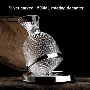 Portable 1500ml grande capacité cadeau personnalisé fait à la main série d'art de luxe décanteur de vin en verre de cristal avec plateau en acier inoxydable - Product Image 3