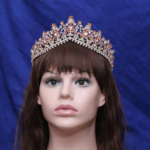 Accepter ODM OEM couronnes baroques pour les reines luxe strass accessoires de mariée Couronne diadèmes cristal diadème pièce de tête de mariage - Product Image 6