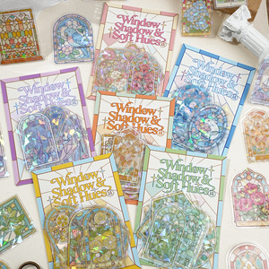 15pcs Per Pack Stickers Window Shadows and Blurred Colours Series Sticker Pack Seashell Gloss Bullet <strong>Journal</strong> Decorative Stickers - Product Image 1