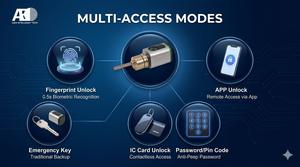 Cylindre de serrure de <span class=keywords><strong>porte</strong></span> à empreinte digitale de remplacement pour poignées standard américaines |   Serrure intelligente sans clé |   Solution de rénovation sans perçage - Product Image 5