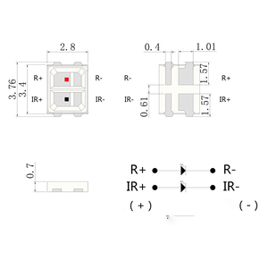 โคมไฟลูกปัด LED สวยงาม2835 0.2W 620nm แสงสีแดง + 860nm การรักษาด้วยความร้อนทางการแพทย์อินฟาเรดชิป SMD LED - Product Image 3