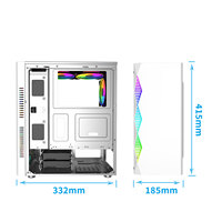 KINPOWER Vente directe d'usine Boîtier PC tour moyenne Boîtier PC de jeu Refroidissement par eau Ventilateurs RVB Boîtier PC couleur blanche