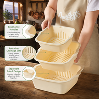 Évier de lavage de fruits et légumes original et local avec panier d'égouttage double couche pour un rangement efficace en garde-manger et anti-colmatage