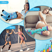 Chaussettes de compression pour mollets larges, grandes tailles, motif personnalisé, bas de contention gradués jusqu'au genou pour hommes et femmes, 15-20 mmHg, maternité