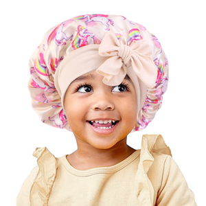 <span class=keywords><strong>Bonnet</strong></span> en satin personnalisé avec liens, mignon, pour enfants, idéal pour dormir, le ski ou le cyclisme, protège-cheveux - Product Image 2