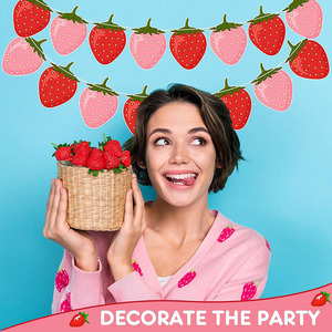Strawberry Hanging <b>Banner</b> Birthday Party Decorations Oval Fruit Pattern Durable Venue Setup Props - Product Image 4