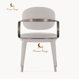 Luxury Beige Large Oval Matte <b>Brown</b> Stainless Steel Legs <b>Dining</b> <b>Chair</b> Set for Villa Home Mansion Furniture - Product Image 4