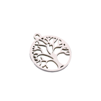 Pendentif Arbre de Vie Creux Circulaire Chuangfs, Meilleure Vente, Acier Inoxydable Poli Miroir pour Bijoux DIY, 18*20mm