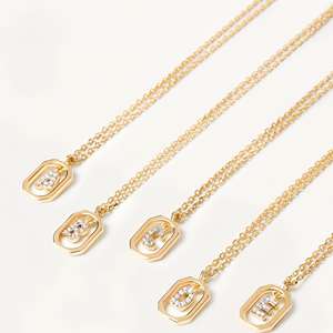 925 스털링 실버 이니셜 레터 펜던트 목걸이 18k 금도금 대문자 알파벳 참 목걸이 여성 남성 고급 주얼리 - Product Image 2