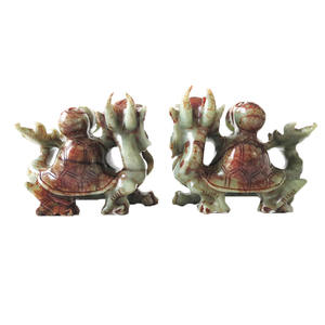 Caliente Seting 20 cm Dragón de Jade tortuga verde estatua Feng Shui regalo - Product Image 4