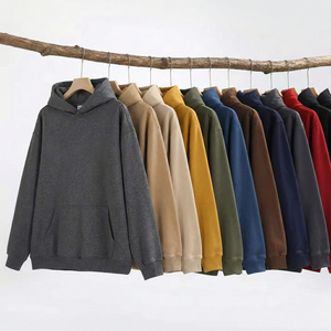 Wholesale Plus Size Unisex Heavyweight Cotton Fleece Raglan <b>Hoodie</b> Boxy Fit Solid Color Winter Warm Sweatshirts Manufacturers - Product Image 3