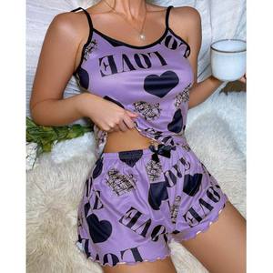 Factory Sweet 2 Stück Lounge wear für Mädchen Tägliche Westens horts für die Nacht Lässige Nachtwäsche Damen-Sets Sexy Pyjamas - Product Image 3