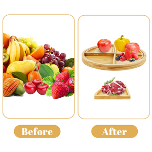 Séparateur de fruits secs à 4 compartiments ronds personnalisé Assiette de service en bambou pour snack Plateau de service en bambou avec séparateurs - Product Image 6