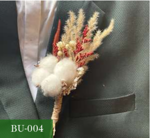 Boutonnière florale personnalisée en herbe de la pampa séchée, bouquet en coton pour décoration de mariage et de fête de Noël - Product Image 1