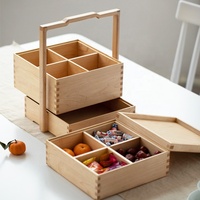 Boîte à lunch en bois massif, nouveau style campagnard, valise, boîte bento double couche, boîte isotherme pour bonbons et desserts, multifonction 3-6L